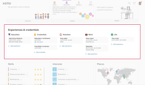 Student Experiences & credentials timeline in Xello